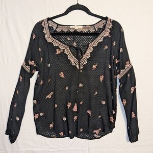 Lovestitch Black Ruffled Long Sleeve Blouse